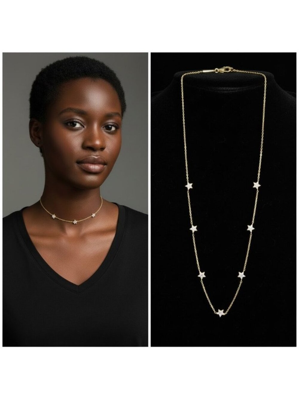 NWT Argento Vivo Pavé Star Choker Necklace 18k Gold-Plated Sterling Silver